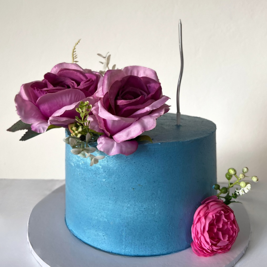 Blue floral custom cake