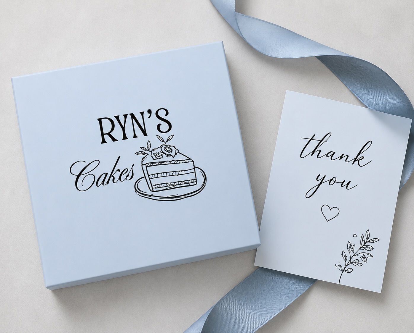 Ryn's Cakes gift box and thank you card
